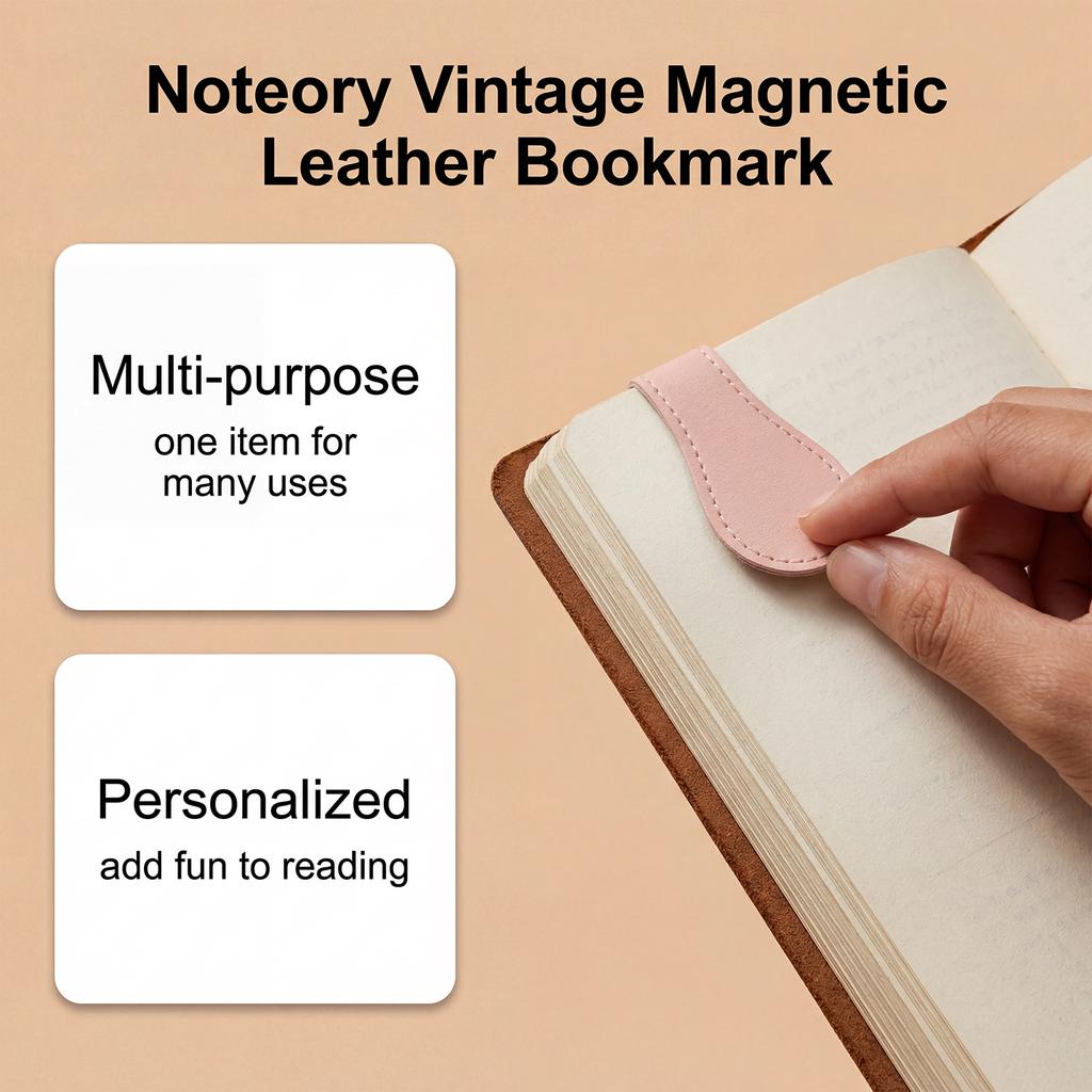 Retro Magnetic Leather Bookmark, Double-ended Positioning Leather Magnetic Bookmark, Bookmark Accessory