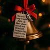 Bible Verses Christmas Bell Ornament Gold Metal Bell Christmas Tree Hanging Decoration for Christian Holiday Home Decor
