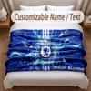 Chelsea FC Printed Flannel Blanket Custom Name Text Soft Warm Throw For Bedroom Holiday Gift