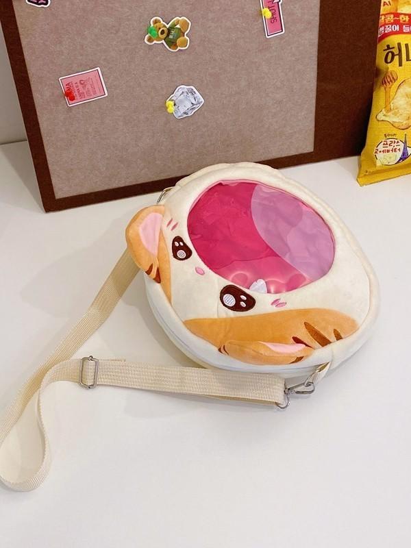 Big Mouth Mew Cartoon Cat Shoulder Bag With Nylon Material For Daily Use