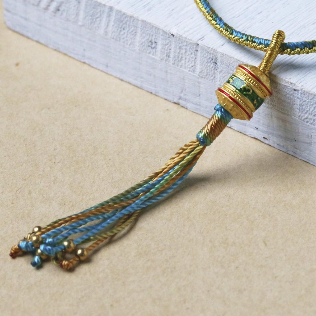 Tibetan Hand-Woven Clavicle Necklace with Colorful Thangka Pendant