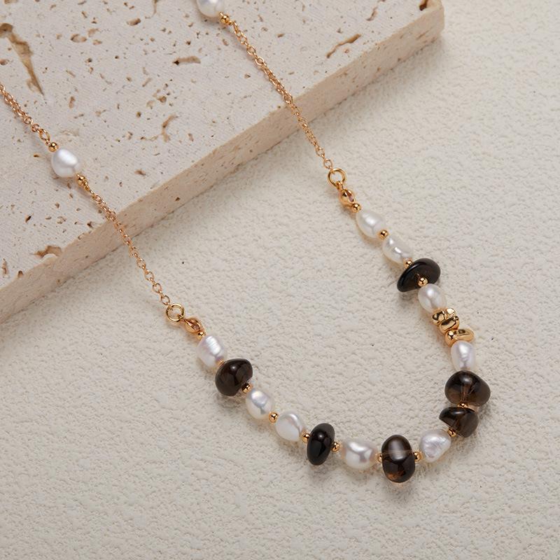 Original Design S925 Sterling Silver Natural Crystal And Pearl Colored Treasure Bracelet Women'S Trend Handmade Beaded Earrings