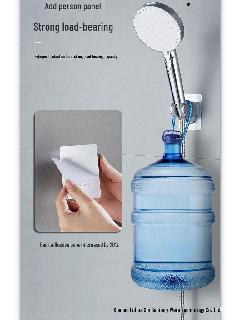 No-Drill Movable Shower Head Holder with Suction Cup Wall Mount for Bathroom