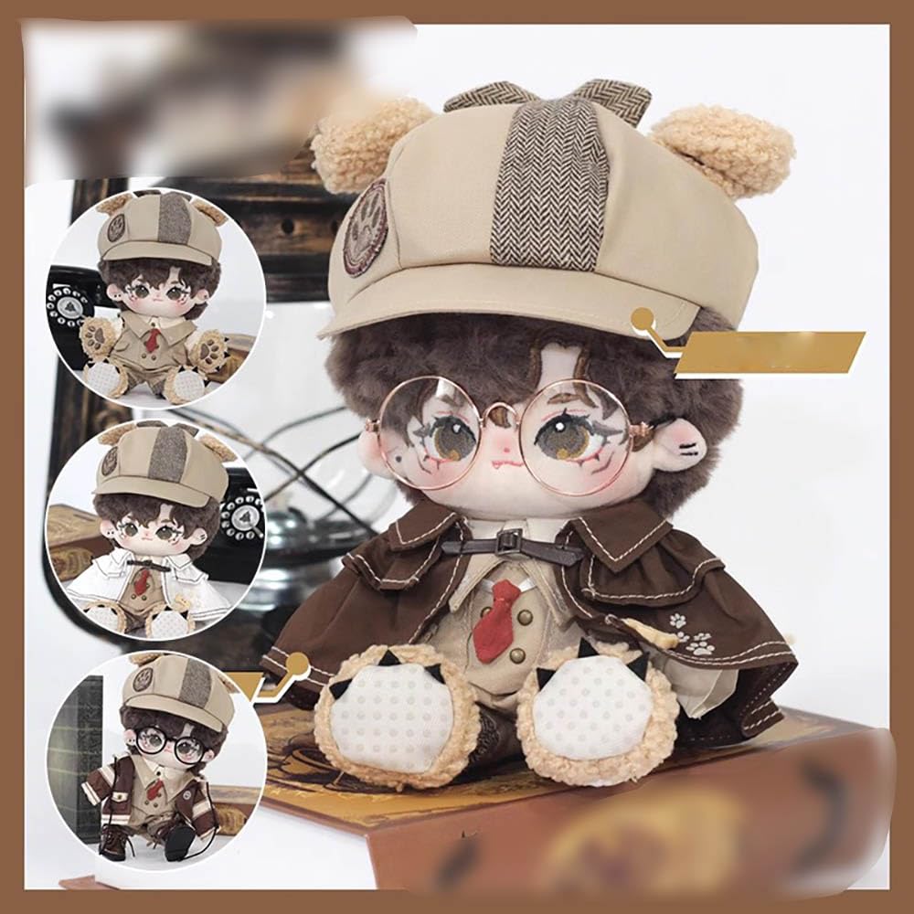 Niannyyhouse 20cm Plush Toy Clothes: Hat, Hoodie, Overalls, Shawl, Tie, Shirt, Vest, Shoes, Glasses, Brown Detective Suit Cotton Doll Dress-Up