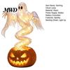Autumn Yard Decor Halloween Swirling Ghost Pumpkin Lamp, Lighted Spooky Decorative Sculptures Statue, Warm LED Outdoor Decoration for Porch