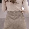 Women's High Waist Houndstooth Wool Pencil Skirt - Plus Size, Mid-Length, Over-the-Knee for Autumn and Winter