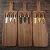 Cheese Plate Set with Natural Wood Board Knives Food-Grade Coating Moisture-Proof Semi-hard Cheese Board