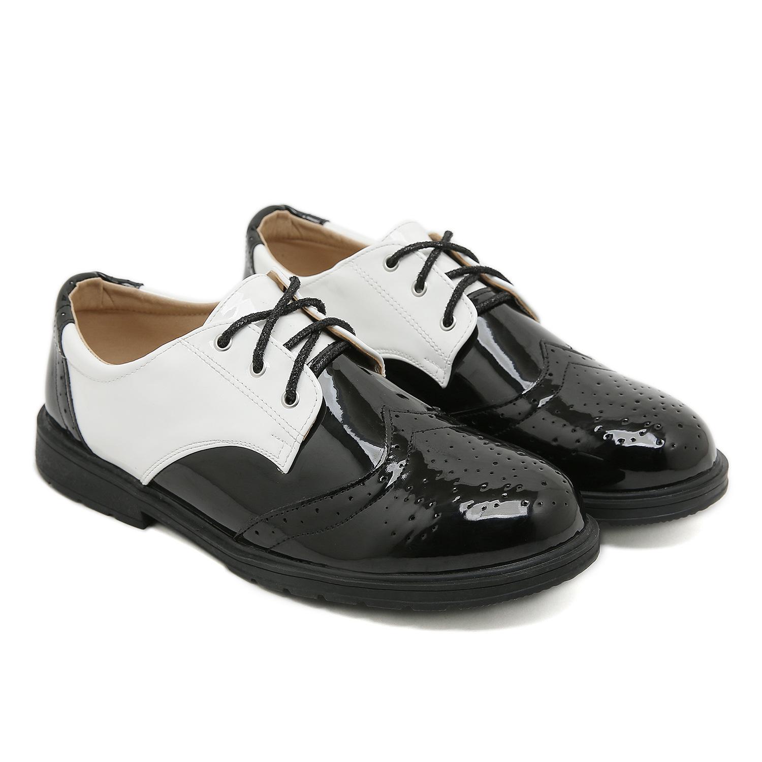 English style leather shoes 2026 Spring and Autumn color blocked women s shoes carved genuine leather flat shoes 42 4590₽