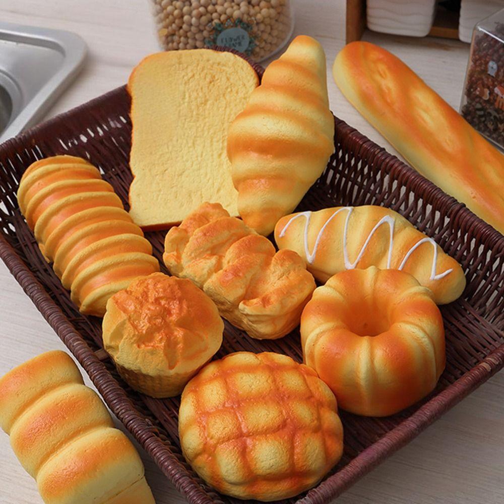 Funny Yellow Artificial Bread Models Playhouse Toast Model Stress Relief Toy Photo Props Pinch Le Gift