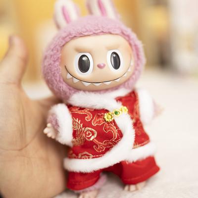 Doll Clothes Outfit Accessories For Labubu V2 V1 Plush Idol Doll's Clothing Red New Year Clothing Waistcoat Girl Gift