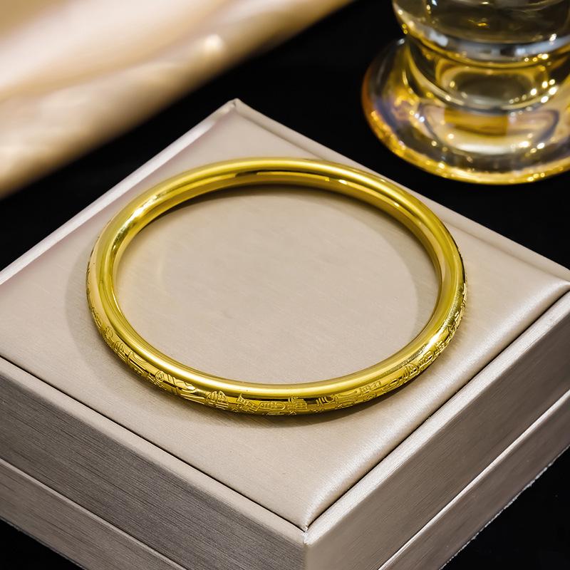 

Женский браслет из титановой стали с гравировкой «Китайский ветер Ванфу» – Невыцветающий браслет в древнем стиле с символом Фу