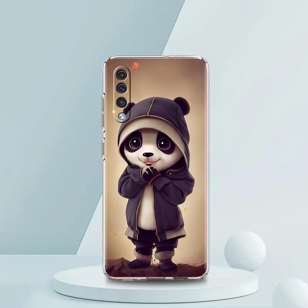 Cute Animal Panda Luxury Transparent Phone Case for Samsung Galaxy A12 A02 A03S A50 A70 A40 A10 A20 A30 Cover Silicone Shell Bag