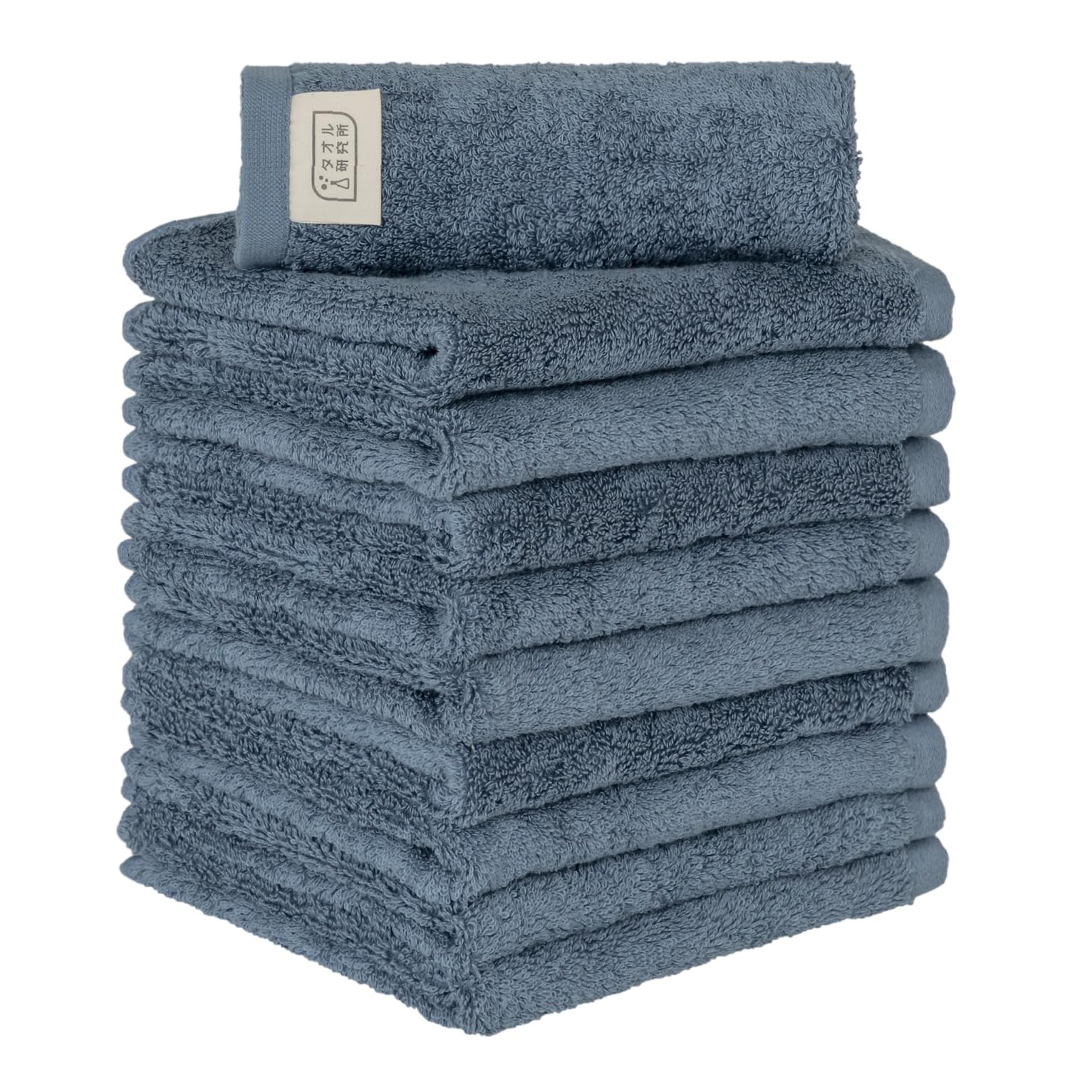 

Towel Laboratory Hand Smoky JapanTechnology [Volume Rich] #003 Towels, Blue, 10-Piece Set, Hotel-Grade, Thick, Fluffy, High-Volumn, Fast-Absorbent,