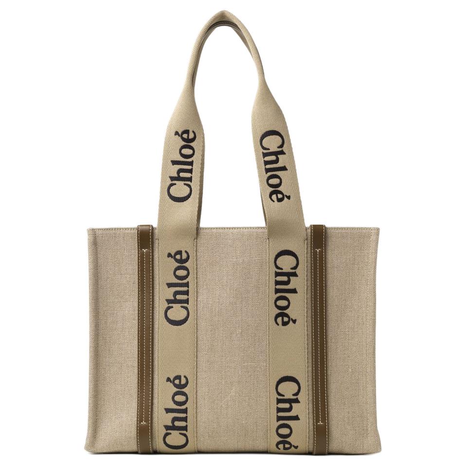 Chloe Holz Logo Offene Tragetasche Damen Tragetaschen Khaki CHC23-AS383L17-20X