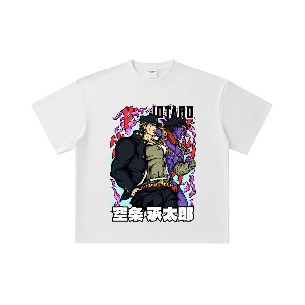 260 GSM Double Yarn 32 Count 100% Cotton Jojo_s Bizzare V2 Jotaro Print Unisex Heavy Cotton T Shirt