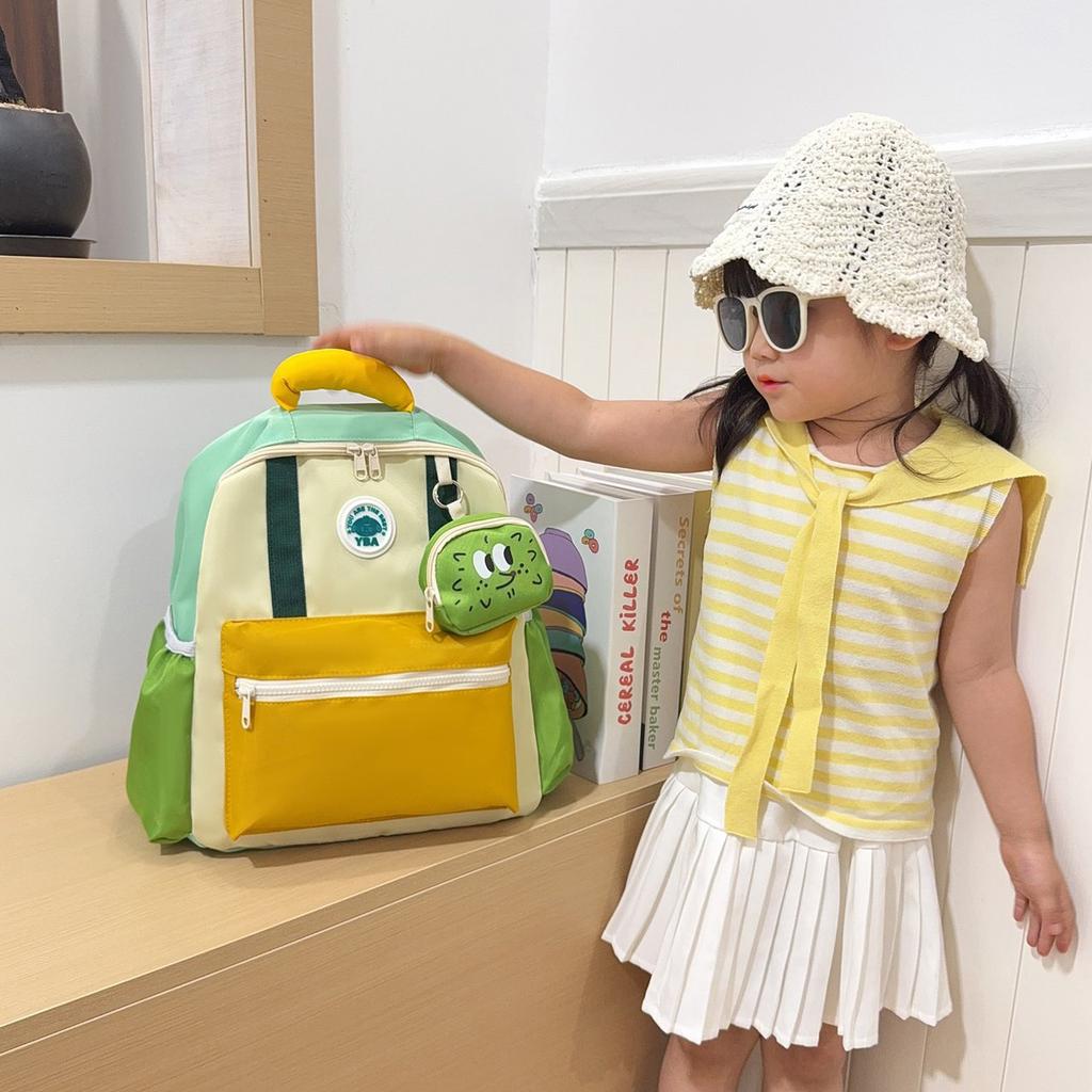 Schoolbag kindergarten children cartoon small schoolbag dopamine color matching light and cute backpack children travel foreign style backpack