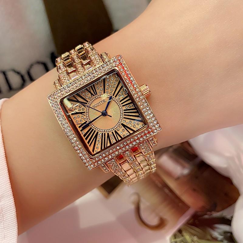 Fashion Full Diamond Square Roman Temperament Full Diamond Strap Diamond Inlaid Watch Women Personalized Watch Women
