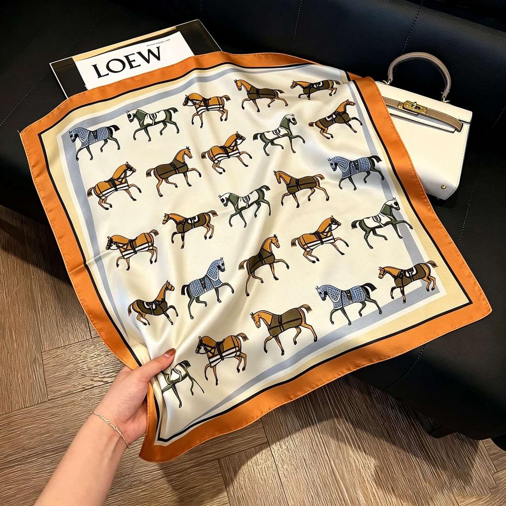 New silk satin 71 * 71 square scarf versatile foreign style simulation silk scarf middle-aged and elderly decorative scarf neck protection silk scarf