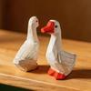 Hand Carved White Goose Figurine, Wooden Duck Sculpture Cute Animal Statue For Home Decor Desk Ornament Stress Relief Gift