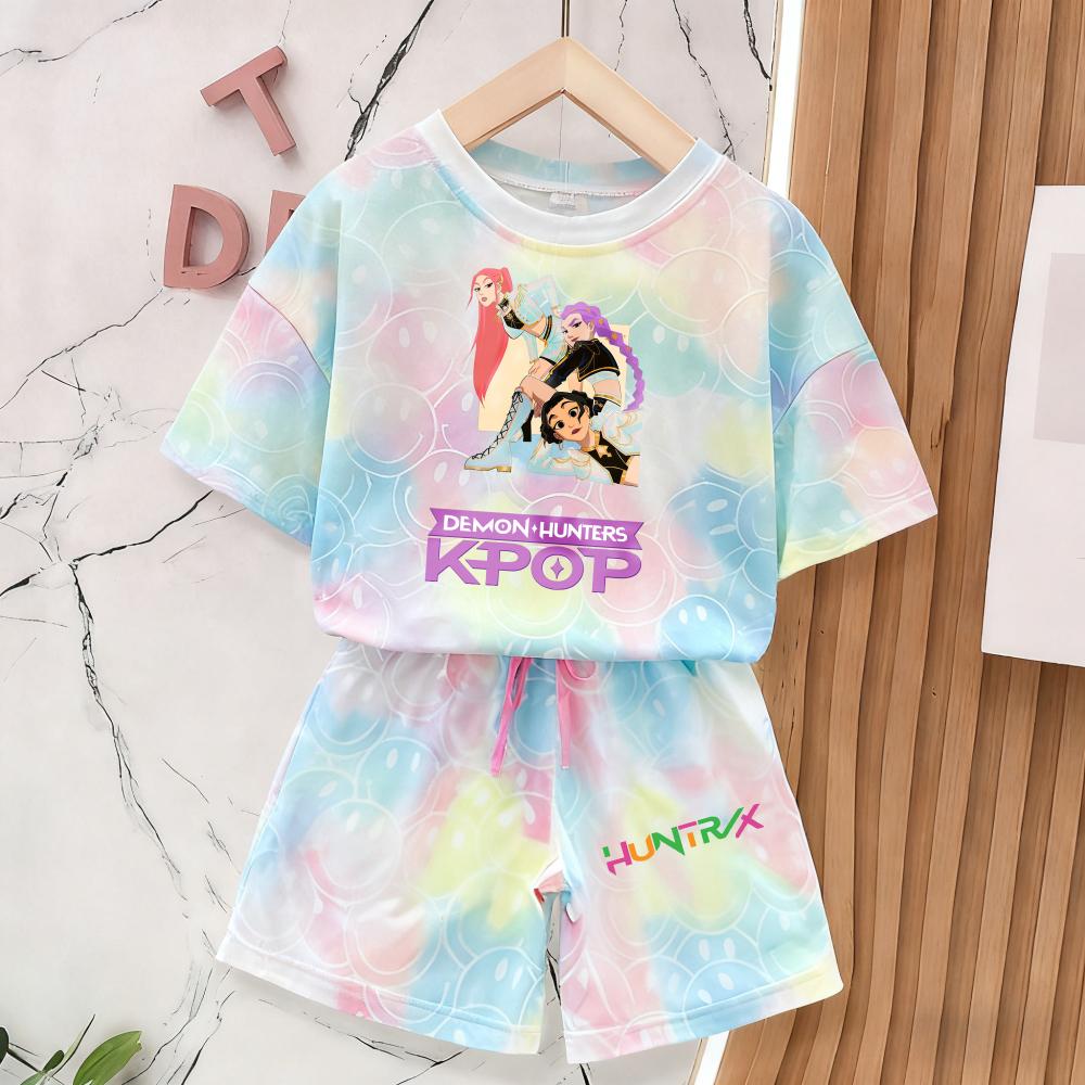 Letní Lovci Démonů Nové Kawaii Úsměvné Tváře Oblečení Dívky 3D Tisk Tričko s Krátkým Rukávem Měkké Prodyšné Pyžamo Domácí Oblečení