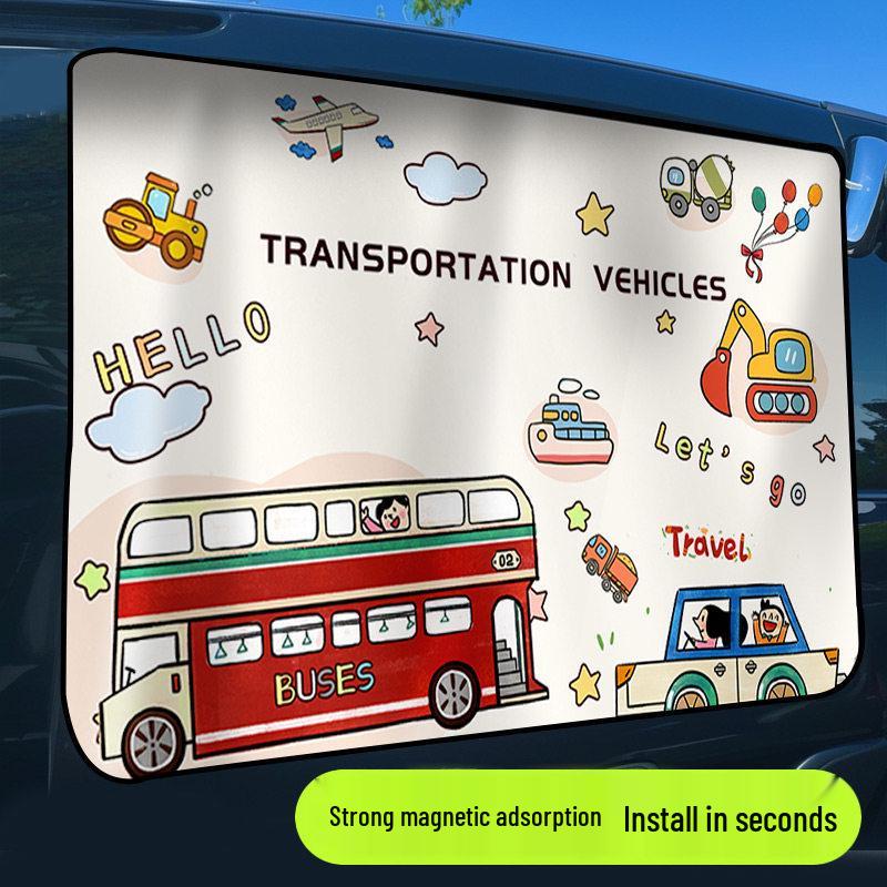 Magnetic Car Window Sun Shade: Children's Heat Insulation, Privacy, Baby Blackout, Retractable Curtain