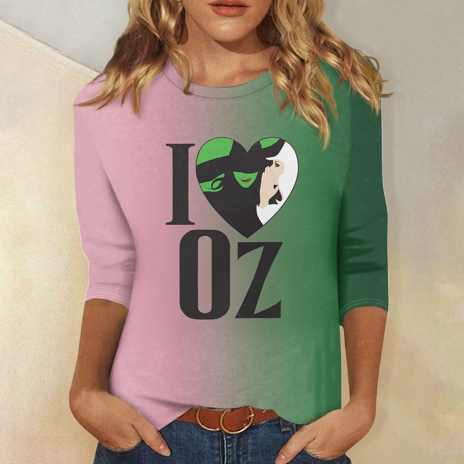 

Женская модная повседневная футболка с круглым вырезом и принтом «Bad Witch» с семью рукавами XXL