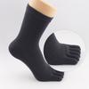 3 Pairs Men'S Business Dress Socks With Toes Solid Black White Comfortable Knitted Cotton Toe Sock High Quality 5 Finger Hosiery