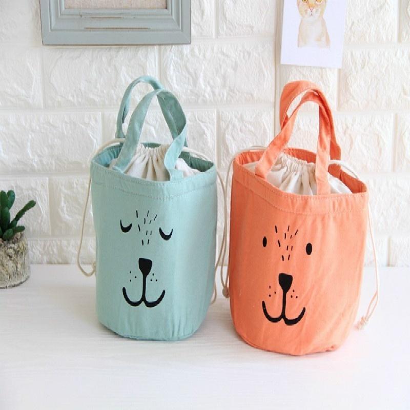 2018 cloth expression insulated lunch box bag ice packs Nordic style cotton cooler bag cartoon porta