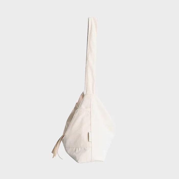 Plain Easy Corduroy Suede Reversible Shoulder Bag - Ivory