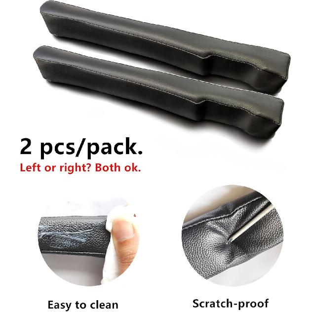 Leather Seat Gap Filler, No Drop Seat Guard Universal For Car SUV, Truck To Fill The Gap Between Seat And Console Black Crevice Plug Drop Blocker