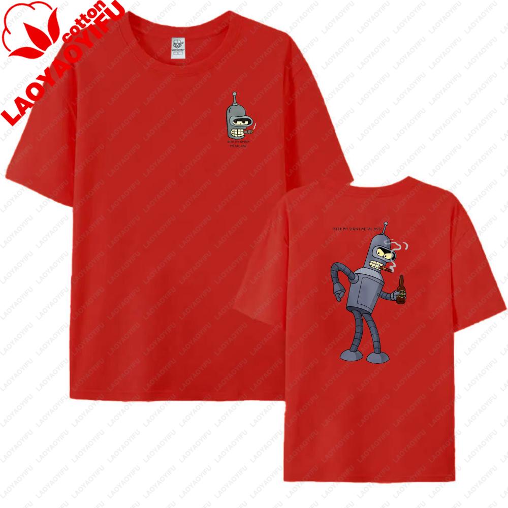 Futurama Bender Robot With Beer Graphic Print Unisex Cotton TShirt Casual Summer Wear Trendy Streetwear For Unisex And Women
