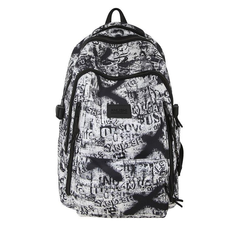 Schoolbag high-value trendy brand fashionable simple graffiti versatile schoolbag 3rd to 6th grade junior high school student backpack