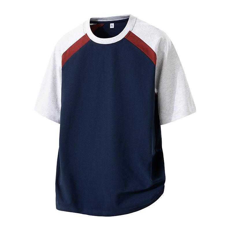 

Round Neck T-shirt Fashionable Men s Quarter-sleeved Round Neck T-shirt For Men Versatile Loose Commuting Style L темно-синий