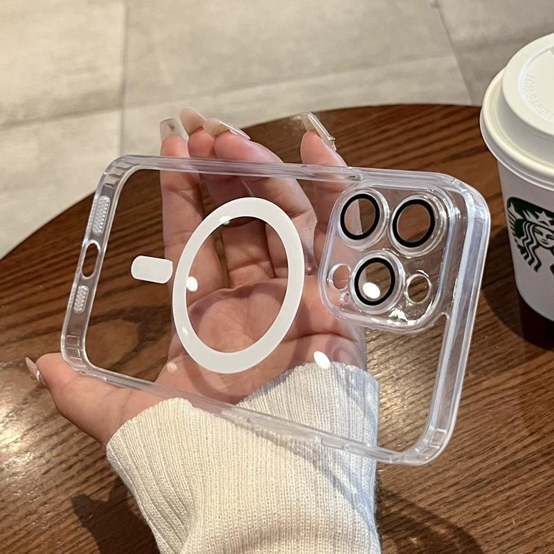 Luxury Transparent Wireless Charging Magnetic Phone Case For iPhone 11 12 13 14 15 Pro Max Plus Magsafe Clear Bumper Cover