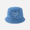 Fashion Denim Fisherman Hat for Women Love Heart Solid Color Wide Brim Sunshade Basin Cap Girls Casual Outdoor Bucket Hat