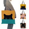 Lässige Tragetasche Niedliche Haustier Schwarz Katze Pfotenabdruck Damen Umhängetasche Handtasche Damen Öko Wiederverwendbare Einkaufstaschen für den Lebensmitteleinkauf