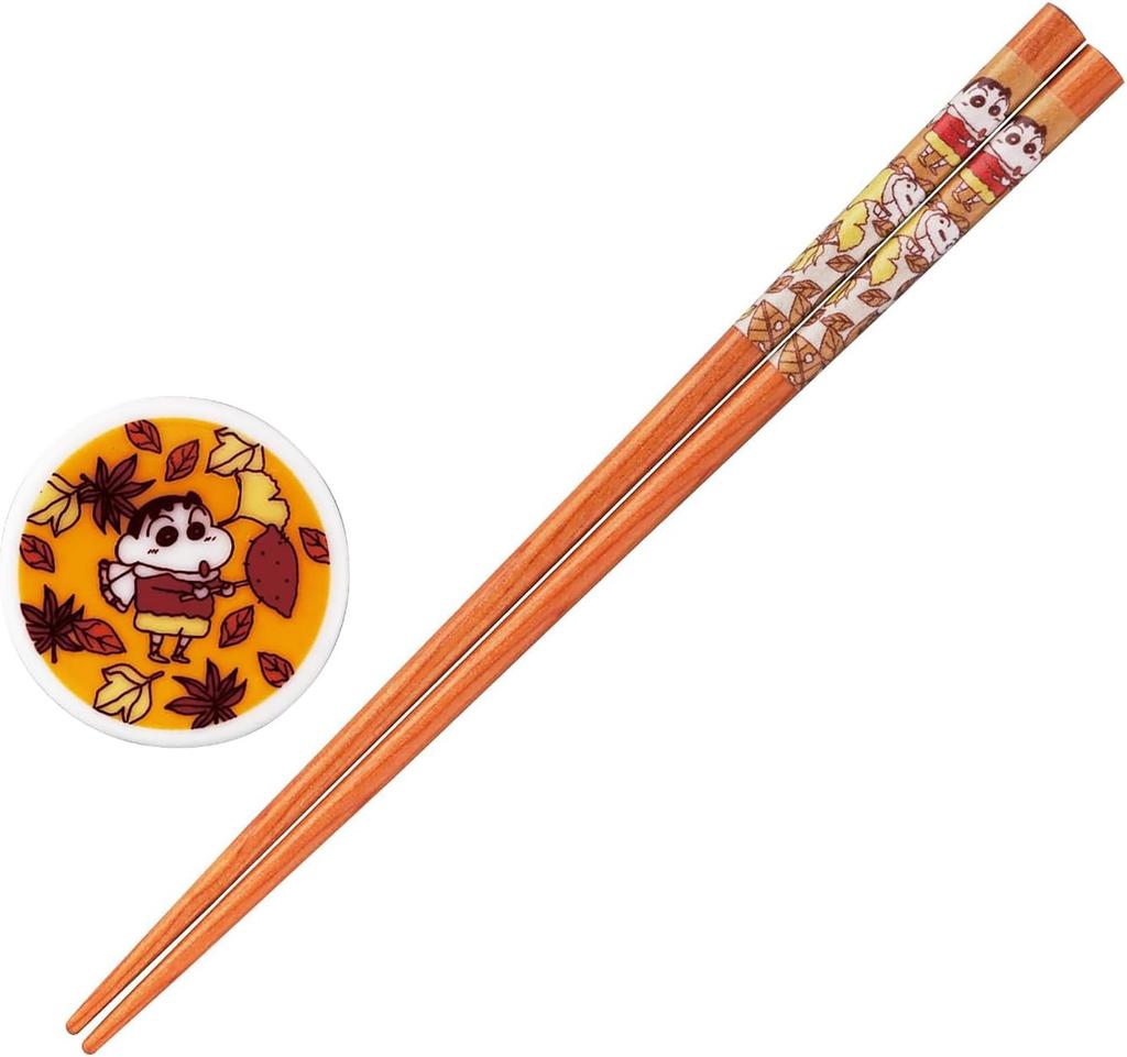 Crayon Chopsticks 21cm with Chopstick Rest Year of Autumn Made in Shin-chan Set, Approx. 4x1cm, Shin-chan's Memories, Collection, White, Japan,
