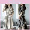 Elegant Women's Summer Dress Stylish European Design With Slim Fit Striped Pattern