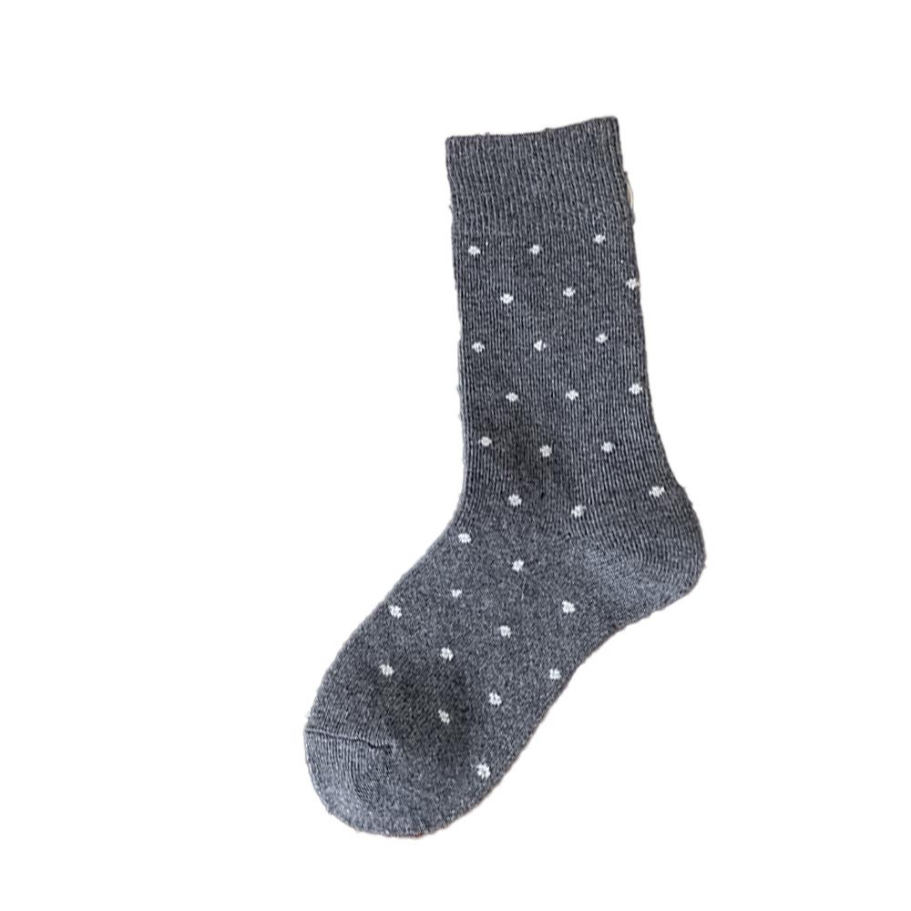 Polka Dot Wool Socks for Women In Autumn and Winter, Thickened Retro Mid-calf Pile Socks with Polka Dots