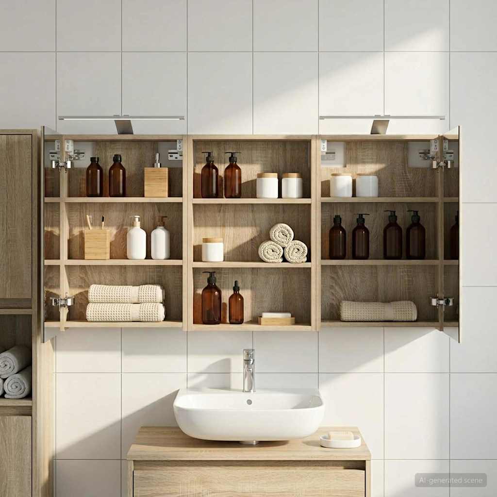 Bathroom Cabinet Set 3 Pcs 120 X 10.5 X 60.5 Cm Particleboard
