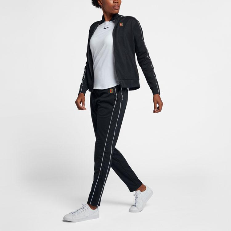 Nike Court Striped Casual Knit Sports Pants Women Bottoms Black AV2457-010