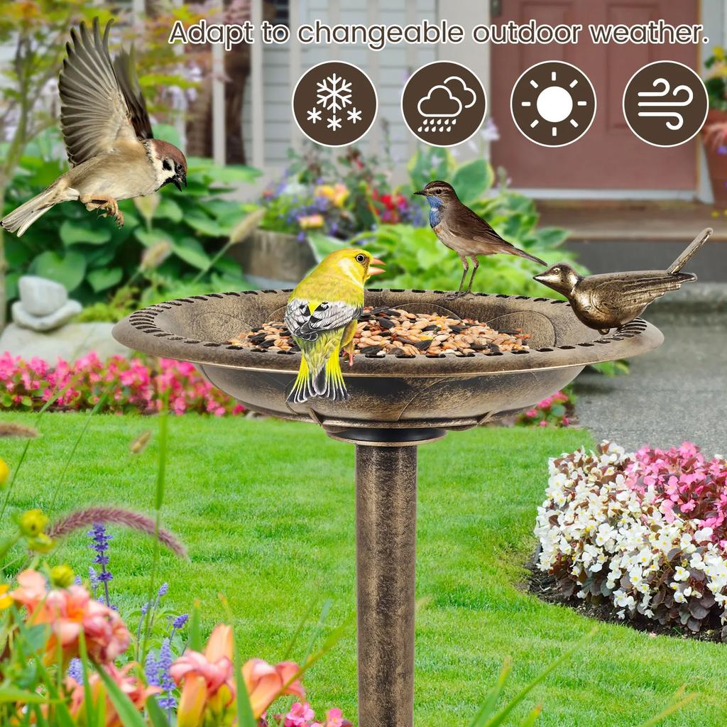 Vintage Bird Bath Feeder Bowl for Outdoor Garden Decor Courtyard Parrot Hummingbird Wild Birds Feeding Watering Supplies