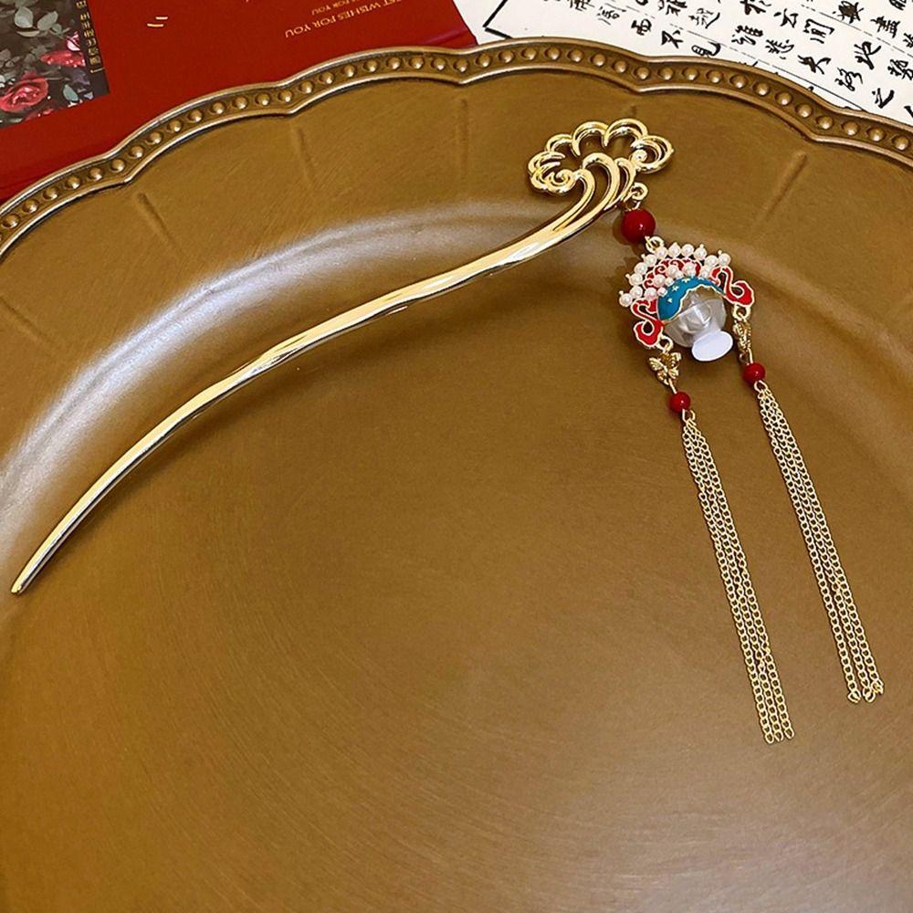 Pearl LED Lantern Tassel Hair Stick Luminescent Hanfu Hair Clip Glowing Lantern Hairpin  Cheongsam