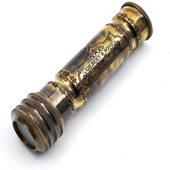 Handmade Brass Kaleidoscope with Leather Case Nautical for Friends Family