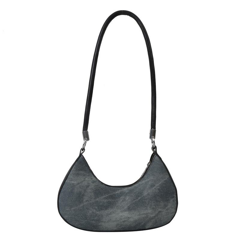 Stylish Cowhide Fabric Underarm Bag For Women In Trendy Black White Pink And Blue Colors