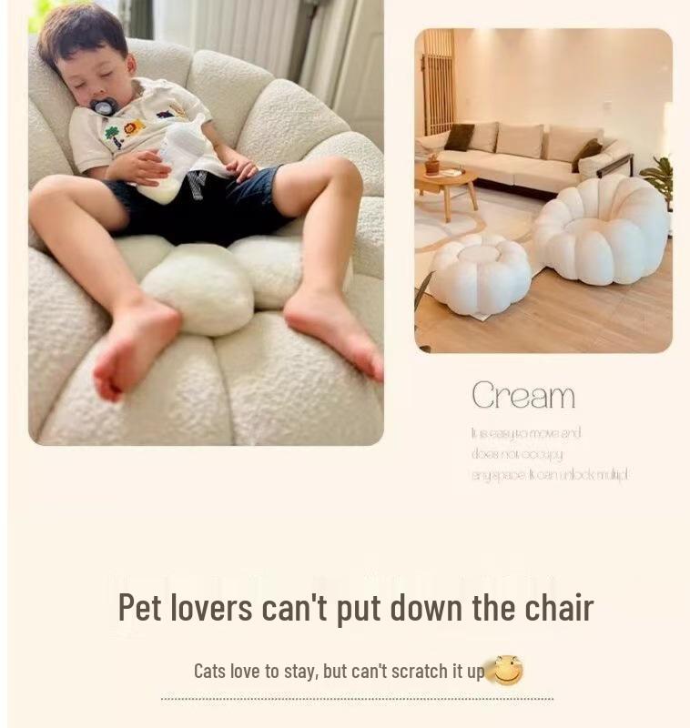 Pumpkin Style Cream Recliner: Comfy Single Sofa for Small Apartments