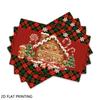 4pcs/6pcs, Christmas Table Mats, Plaid Gingerbread House Table Mats for Dining, Kitchen Dining Decoration, for Rustic Vintage Table Decoration for Ind