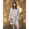 Demana Linen Blend Stand Collar Drawstring Waist Jacket