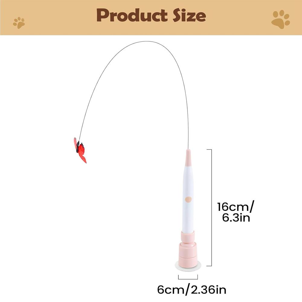 Interactive Switchable Butterfly Pattern Cat Teasing Stick With Removable Handle 360° Swivel Automatic Cat Teaser For Kittens