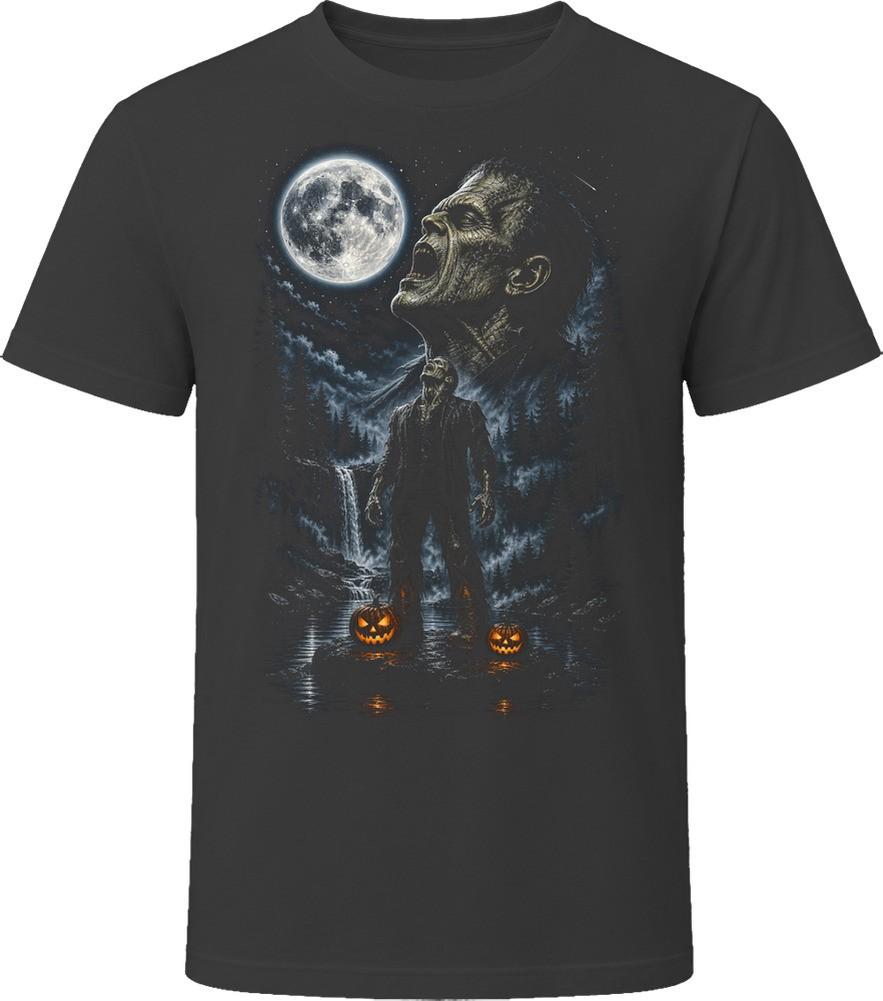 Stitched Monster Howling at the Moon Retro Halloween Scary Gift T Shirt